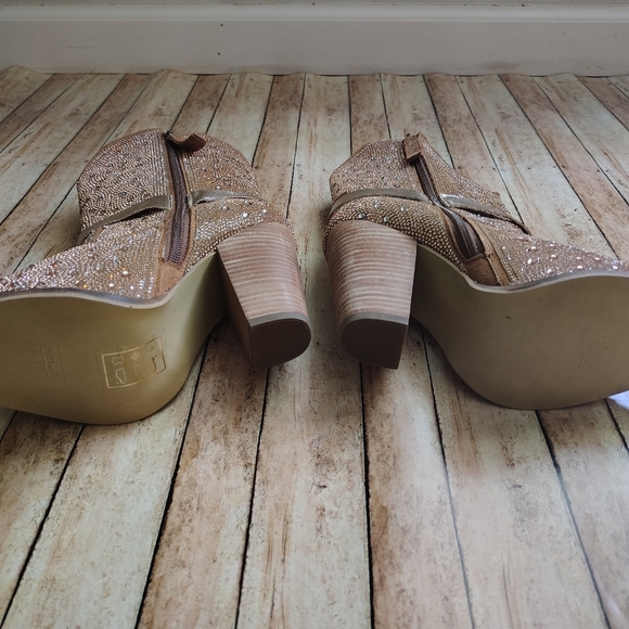 Dingo Glittering Rose Gold Heeled Boots - Picture 4 of 5